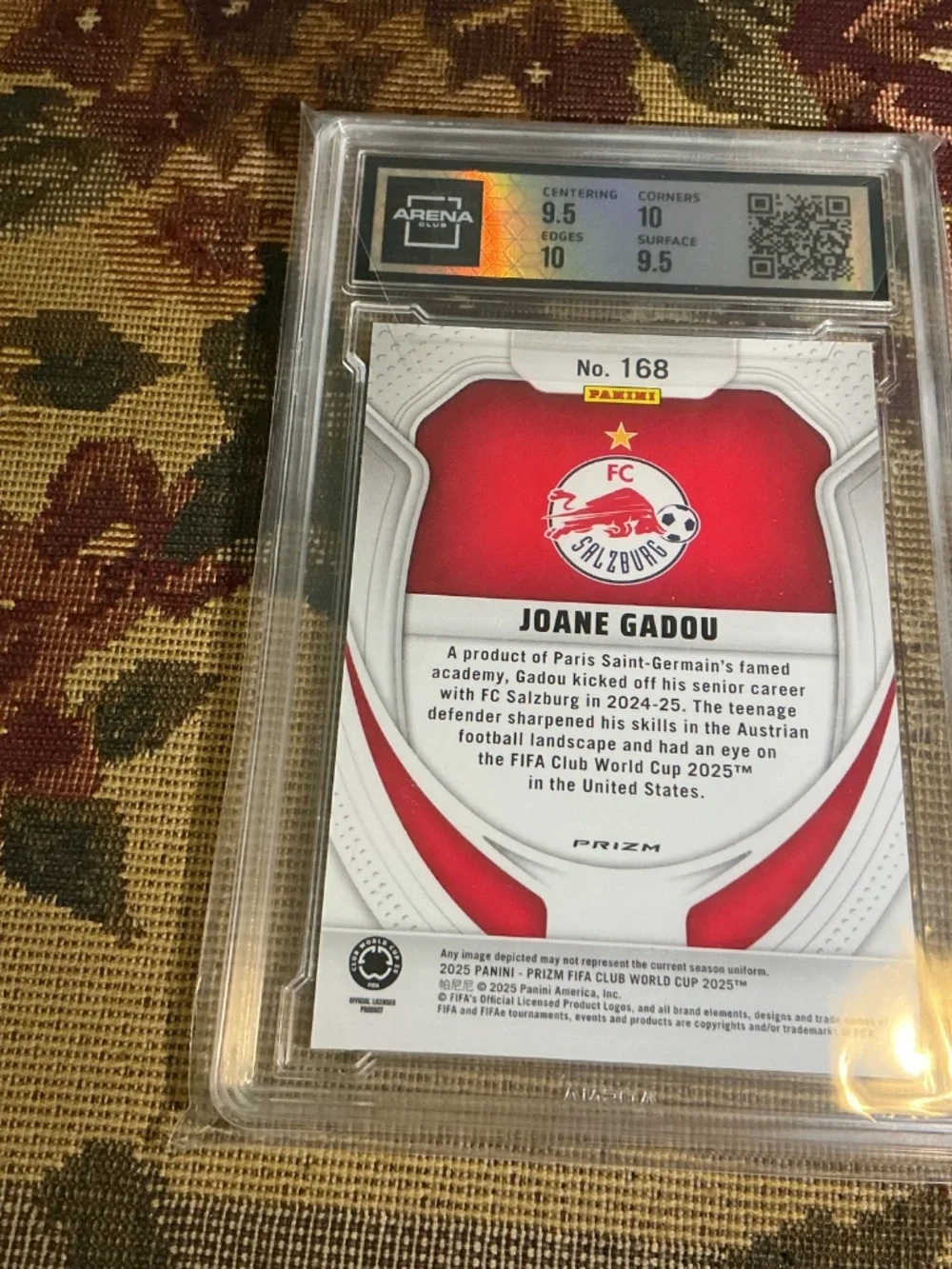 Joane Gadou 2025 Panini Prizm FIFA Club World Cup Seismic Prizm #168 RC Arena 10